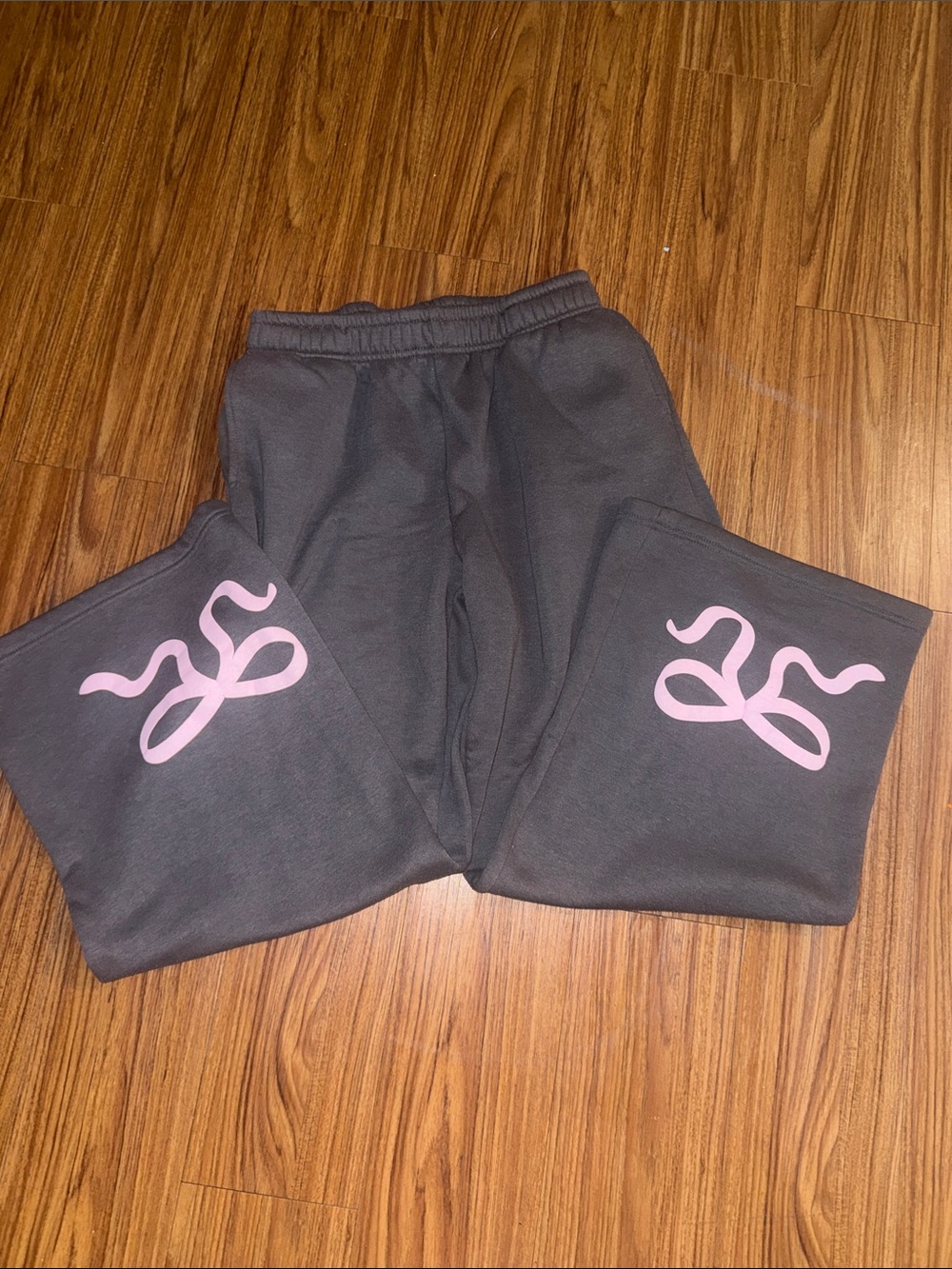 Gray Sweatpants with Pink Bows